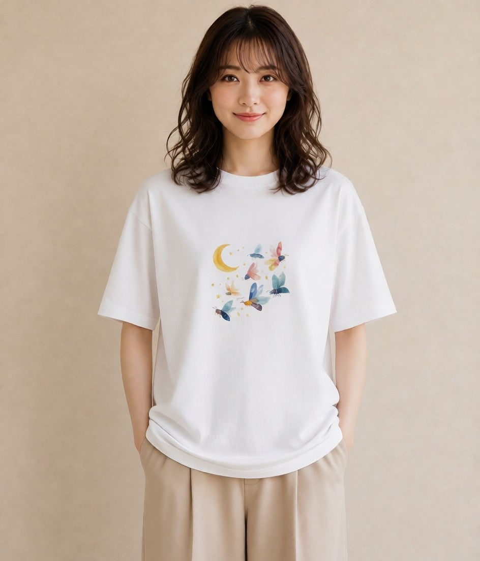 デザインTシャツ レディース みつばち 昆虫 虫 イラスト 旅行コーデ 散歩 お出かけ 白T YMAZO
