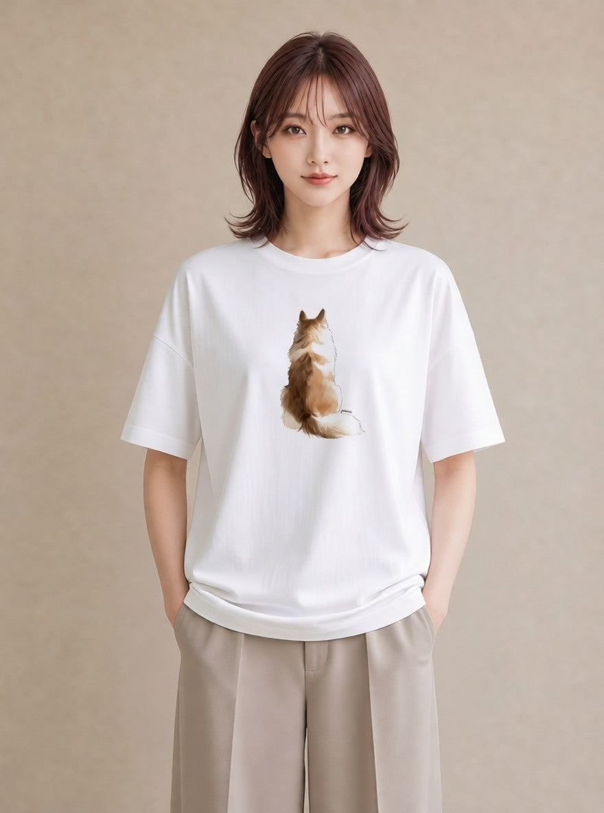 半袖Tシャツ レディース 子犬 犬 いぬ イラスト 北欧風 週末コーデ 敬老の日 白T YMAZO