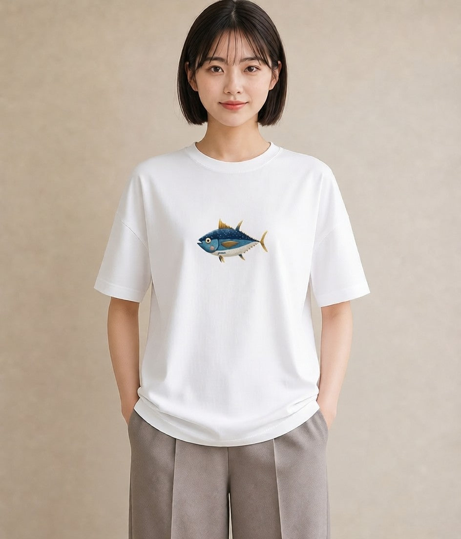 半袖Tシャツ レディース マンボウ 海の生き物 海 イラスト ポップ 春服 ミセス 白T YMAZO