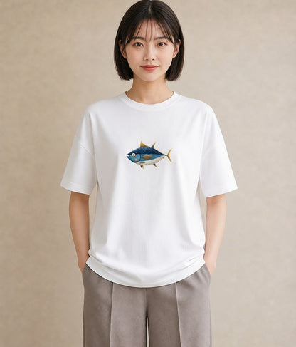 半袖Tシャツ レディース マンボウ 海の生き物 海 イラスト ポップ 春服 ミセス 白T YMAZO