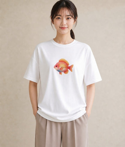 半袖Tシャツ レディース たい焼き 食べ物 フード イラスト 可愛い ビーチ デイリーウェア 白T YMAZO