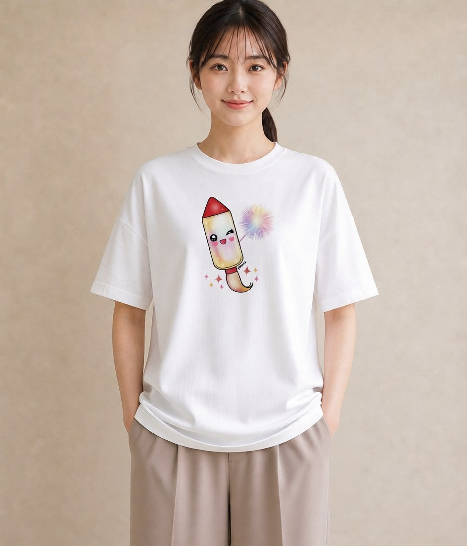 Tシャツ レディース ロケット 星空 宇宙 イラスト 個性的 ギフト 母の日 白T YMAZO