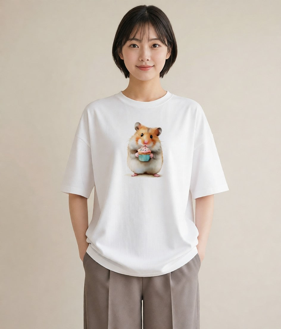 グラフィックTシャツ レディース モルモット ペット 動物 イラスト ユニーク 在宅 公園 白T YMAZO
