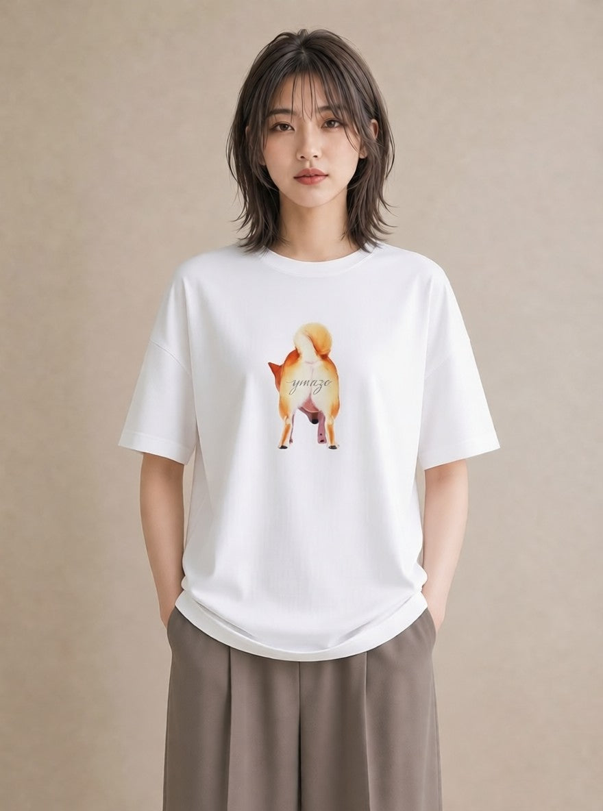 グラフィックTシャツ レディース 柴犬 しばいぬ 犬 いぬ イラスト きれいめ 部屋着 女性向けギフト 白T YMAZO