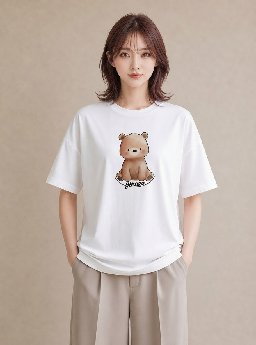 半袖Tシャツ レディース ナマケモノ 動物 アニマル イラスト ミニマル レイヤード 友達ギフト 白T YMAZO