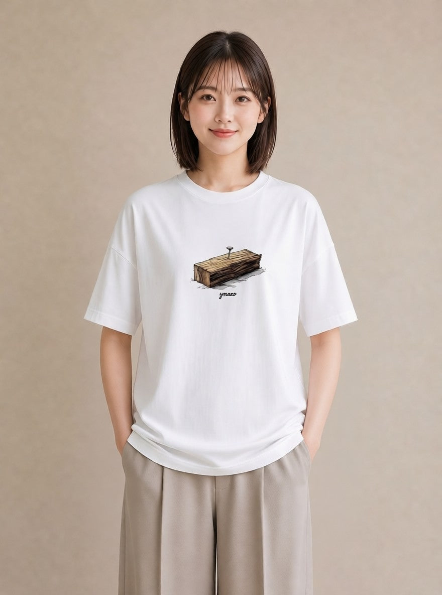半袖Tシャツ レディース 桟橋 水辺 波止場 ナチュラル アンティーク イラスト 個性的 レイヤード 友達ギフト 白T YMAZO