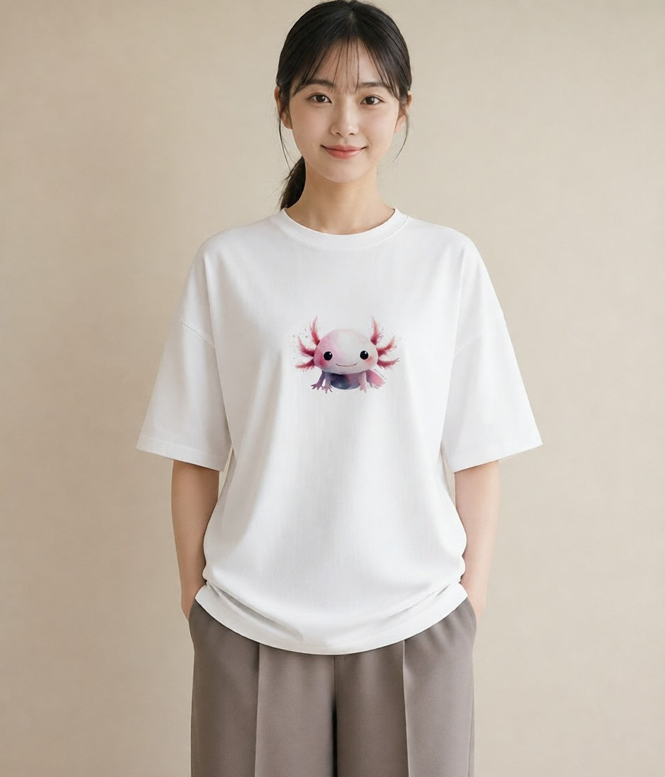 半袖Tシャツ レディース イカ 海の生き物 海 イラスト モード ビーチ デイリーウェア 白T YMAZO