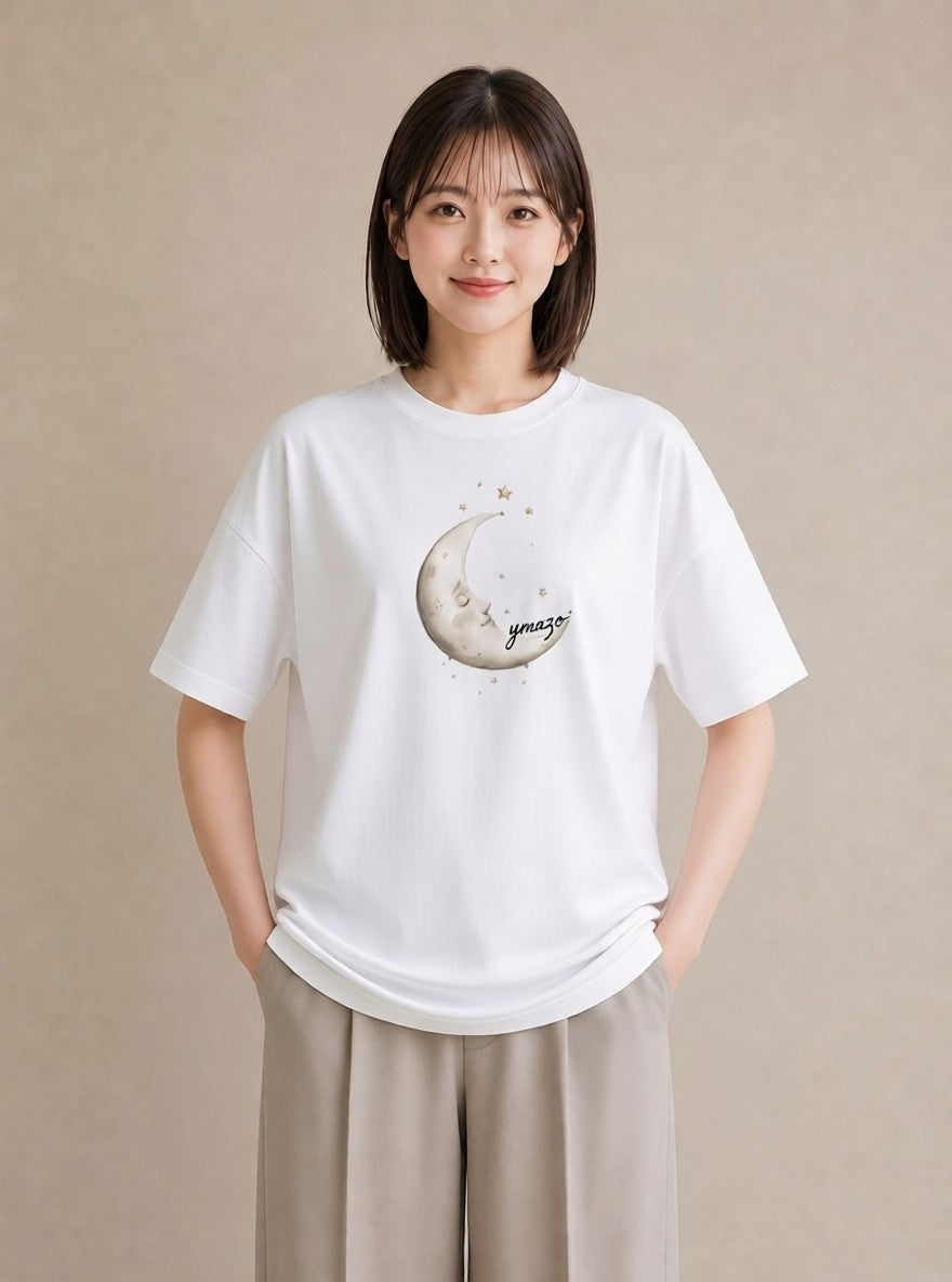 Tシャツ レディース 星空 宇宙 イラスト アート風 普段着 週末コーデ 白T YMAZO