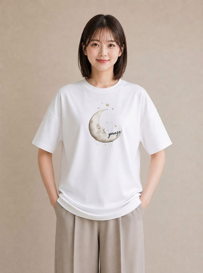 Tシャツ レディース 星空 宇宙 イラスト アート風 普段着 週末コーデ 白T YMAZO