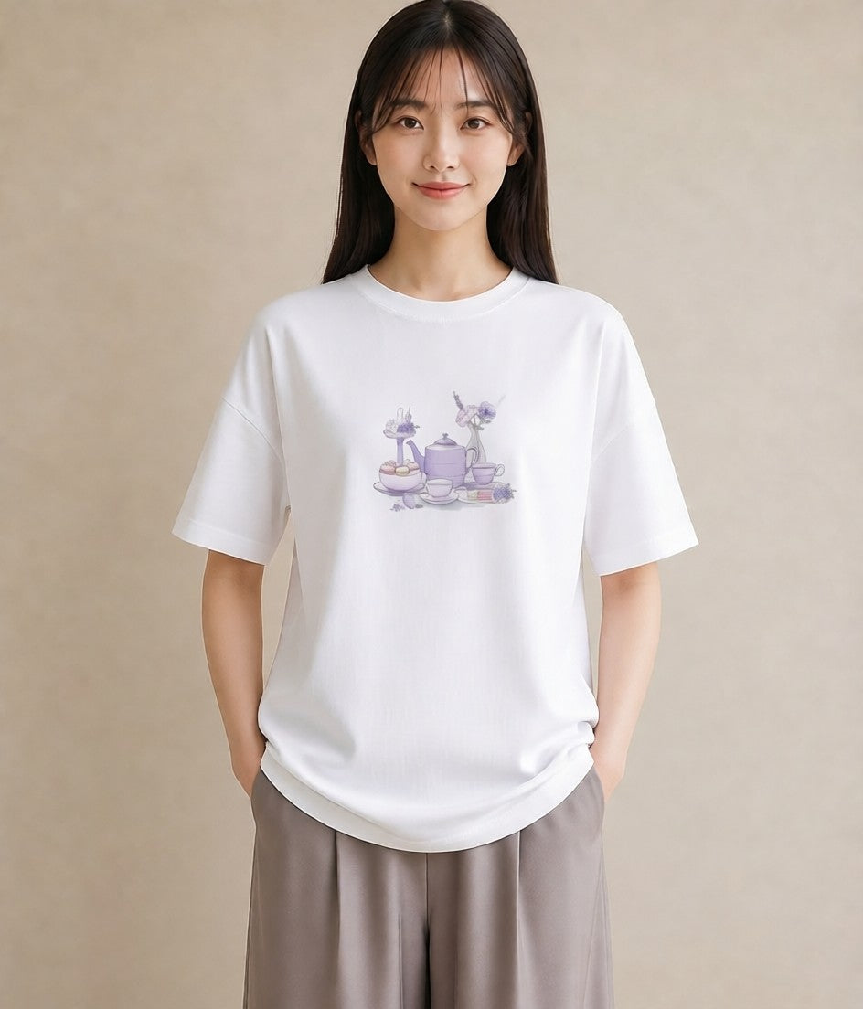 デザインTシャツ レディース 紅茶 食べ物 フード イラスト 手描き風 母娘コーデ 自分用 白T YMAZO