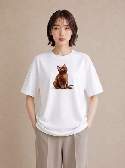 Tシャツ レディース 愛猫 猫 ねこ イラスト カジュアル 女性 旅行用 白T YMAZO