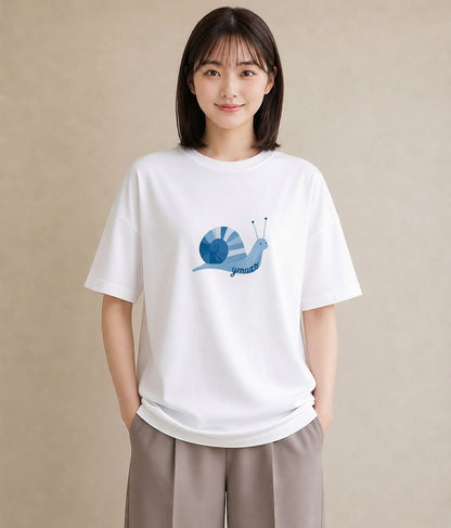 半袖Tシャツ レディース かたつむり 昆虫 虫 イラスト ナチュラル 社会人 女性 白T YMAZO