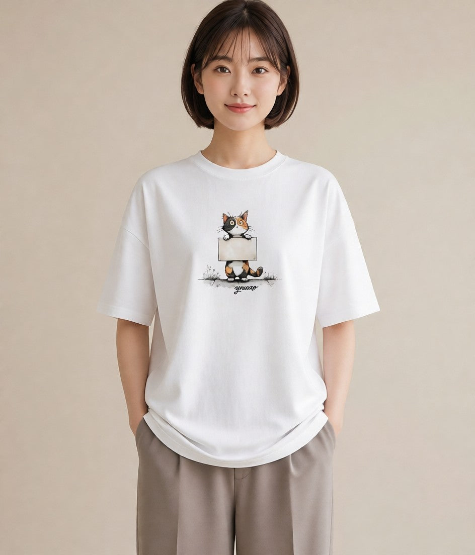 プリントTシャツ レディース 靴下猫 猫 ねこ イラスト きれいめ ホワイトデー 春服 白T YMAZO