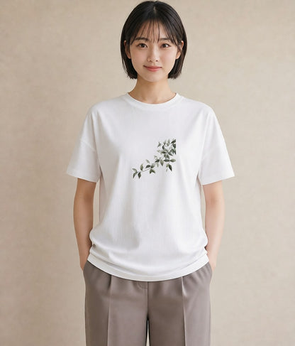 デザインTシャツ レディース ボタニカル 植物 イラスト シック おしゃれギフト 社会人 白T YMAZO