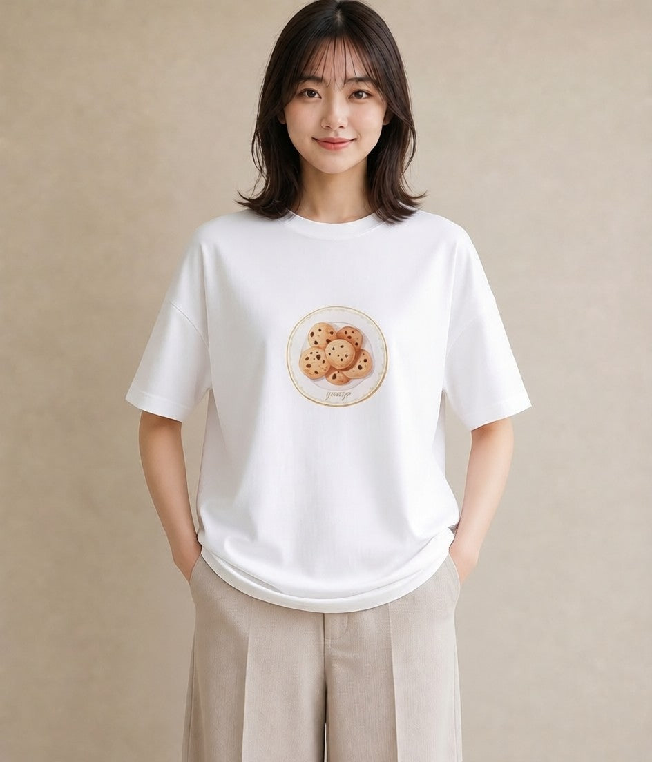 グラフィックTシャツ レディース ドーナツ 食べ物 フード イラスト 淡色 女性向けギフト 散歩 白T YMAZO