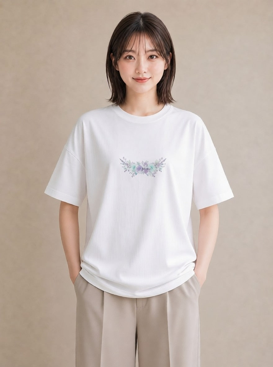 Tシャツ レディース 手鏡 アンティーク レトロ ナチュラル イラスト ポップ 女子会 お揃い 白T YMAZO