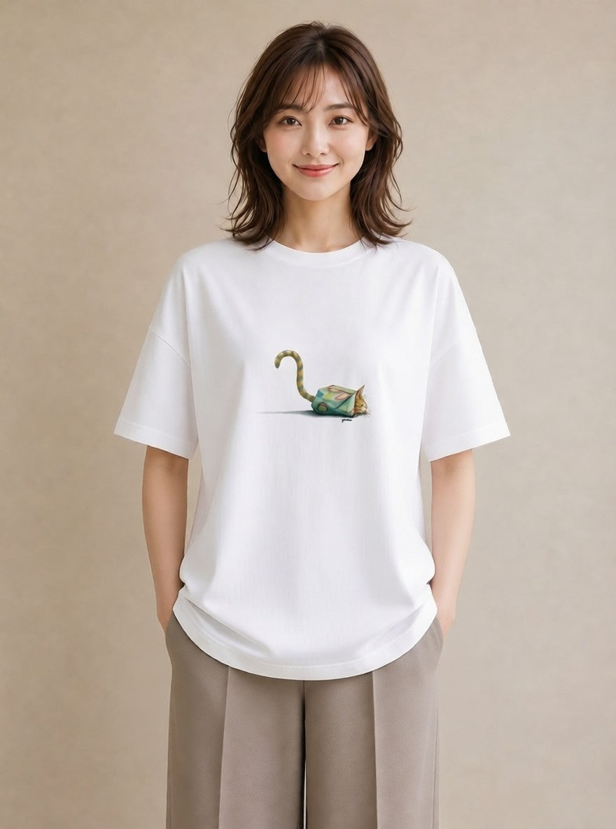 グラフィックTシャツ レディース サビ猫 猫 ねこ イラスト レトロ 社会人 女性 白T YMAZO