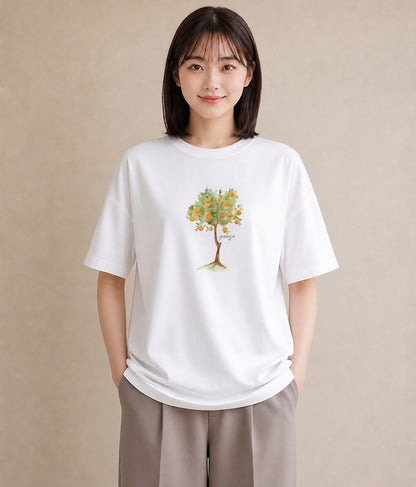 プリントTシャツ レディース みかん 食べ物 フード イラスト アート風 春コーデ 姉妹 白T YMAZO