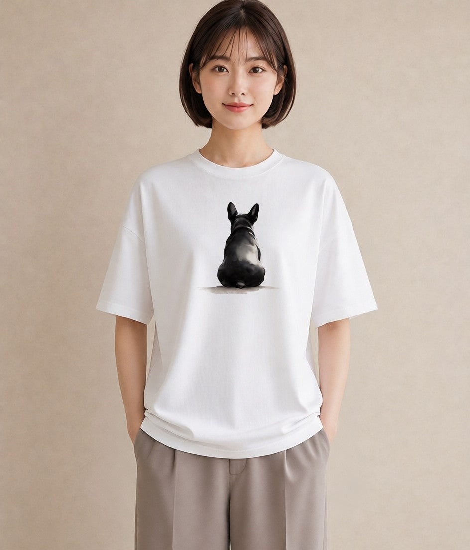 半袖Tシャツ レディース フレンチブルドッグ フレブル 犬 いぬ イラスト 可愛い 誕生日プレゼント 綿100 白T YMAZO