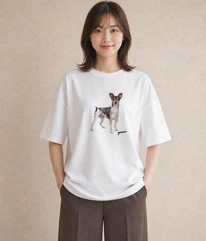 プリントTシャツ レディース 保護犬 犬 いぬ イラスト きれいめ デイリーウェア 休日 白T YMAZO