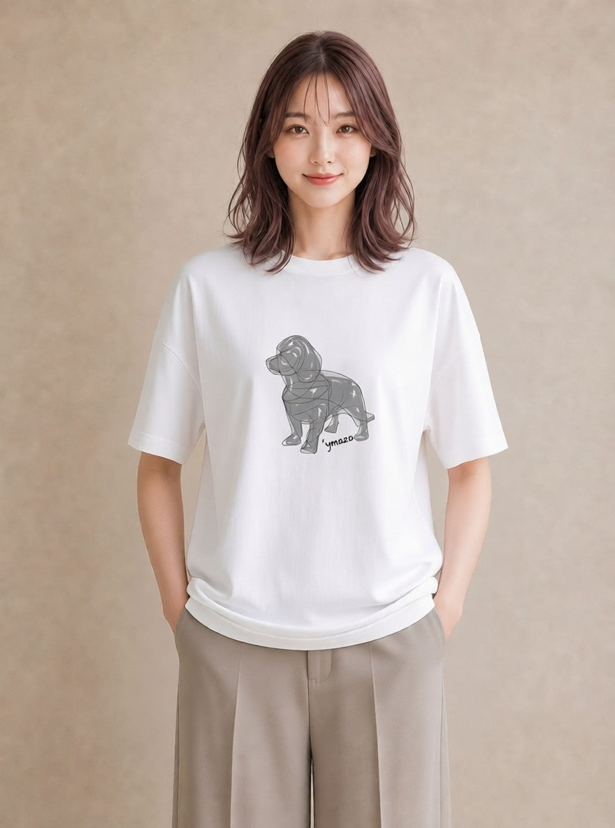 デザインTシャツ レディース 犬 いぬ わんこ イラスト ゆるコーデ おしゃれギフト 社会人 白T YMAZO