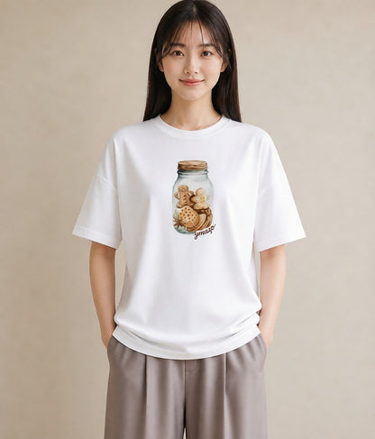 半袖Tシャツ レディース はちみつ 食べ物 フード イラスト レトロ 社会人 女性 白T YMAZO