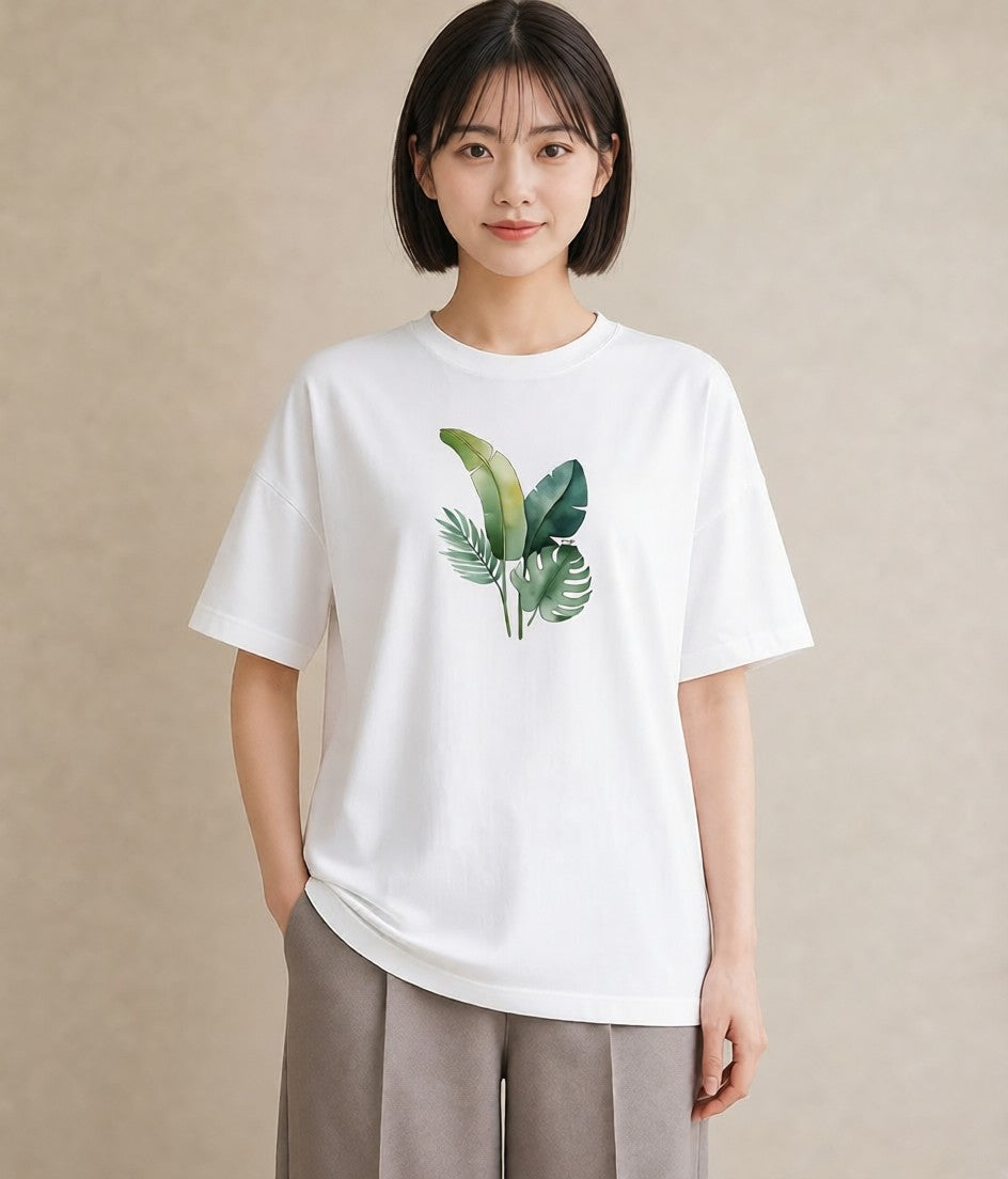 デザインTシャツ レディース バナナ 食べ物 フード イラスト ラフカジュアル 春服 ミセス 白T YMAZO
