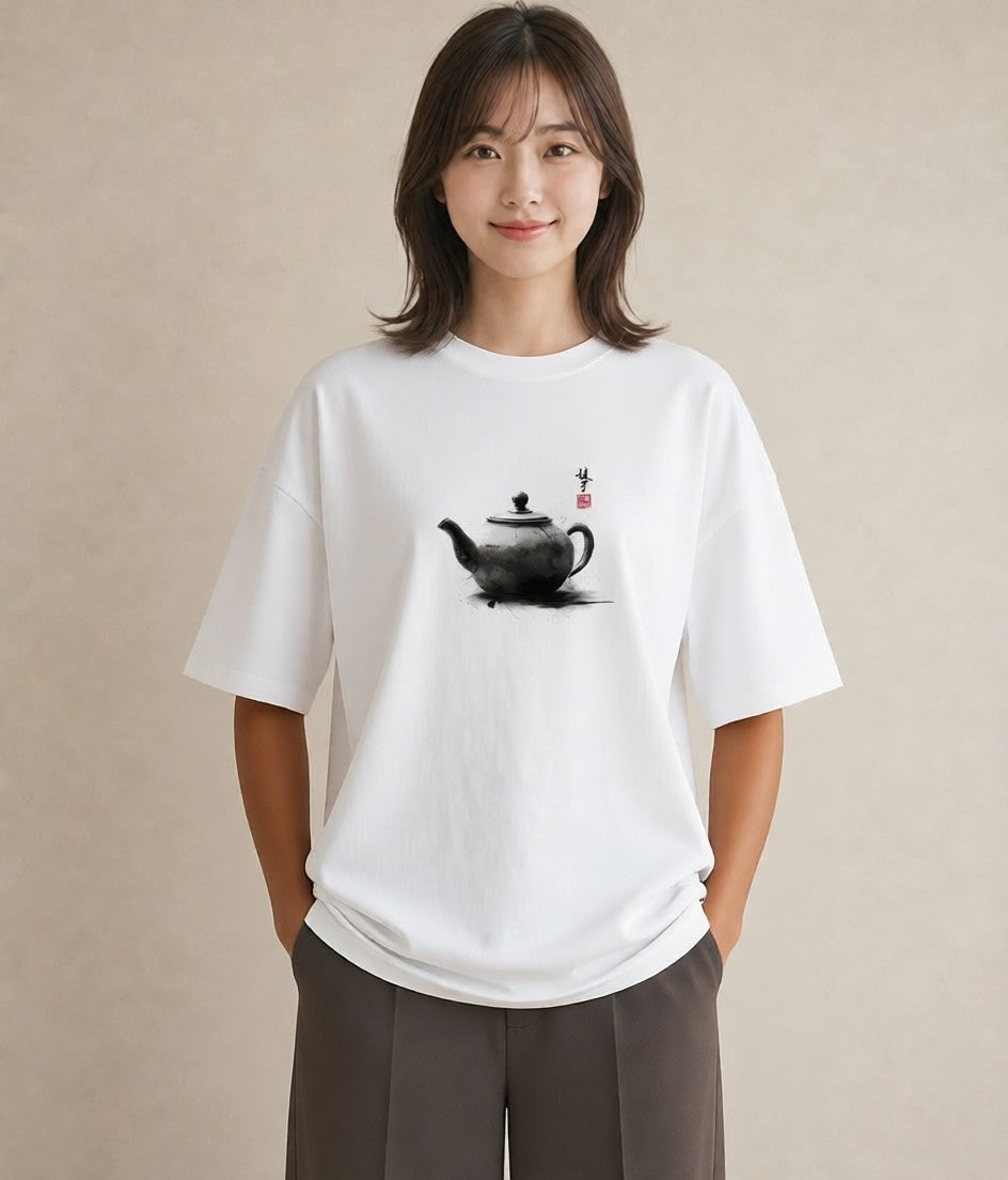 Tシャツ レディース 紅茶 食べ物 フード イラスト こなれ感 帰省 ラフ 白T YMAZO