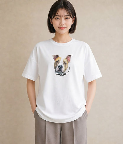 デザインTシャツ レディース 愛犬 犬 いぬ イラスト お洒落 女子会 お揃い 白T YMAZO