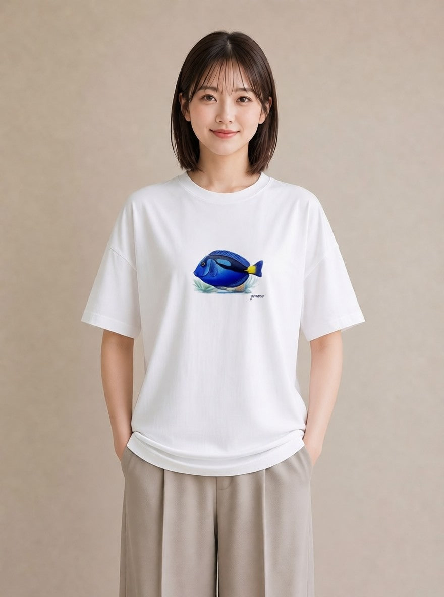 デザインTシャツ レディース 熱帯魚 ペット 動物 イラスト ボタニカル 秋コーデ おしゃれギフト 白T YMAZO