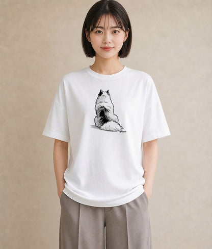 Tシャツ レディース サモエド 犬 いぬ イラスト 旅行コーデ ラフ レイヤード 白T YMAZO