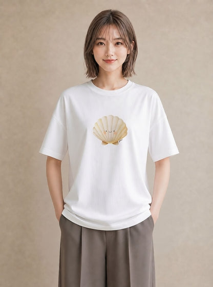 Tシャツ レディース 人魚 海の生き物 海 イラスト 個性的 休日 ペアコーデ 白T YMAZO