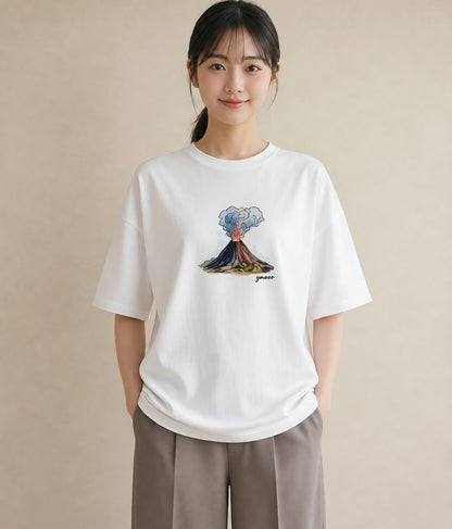 グラフィックTシャツ レディース 山 星空 宇宙 イラスト ポップ 母娘コーデ 自分用 白T YMAZO
