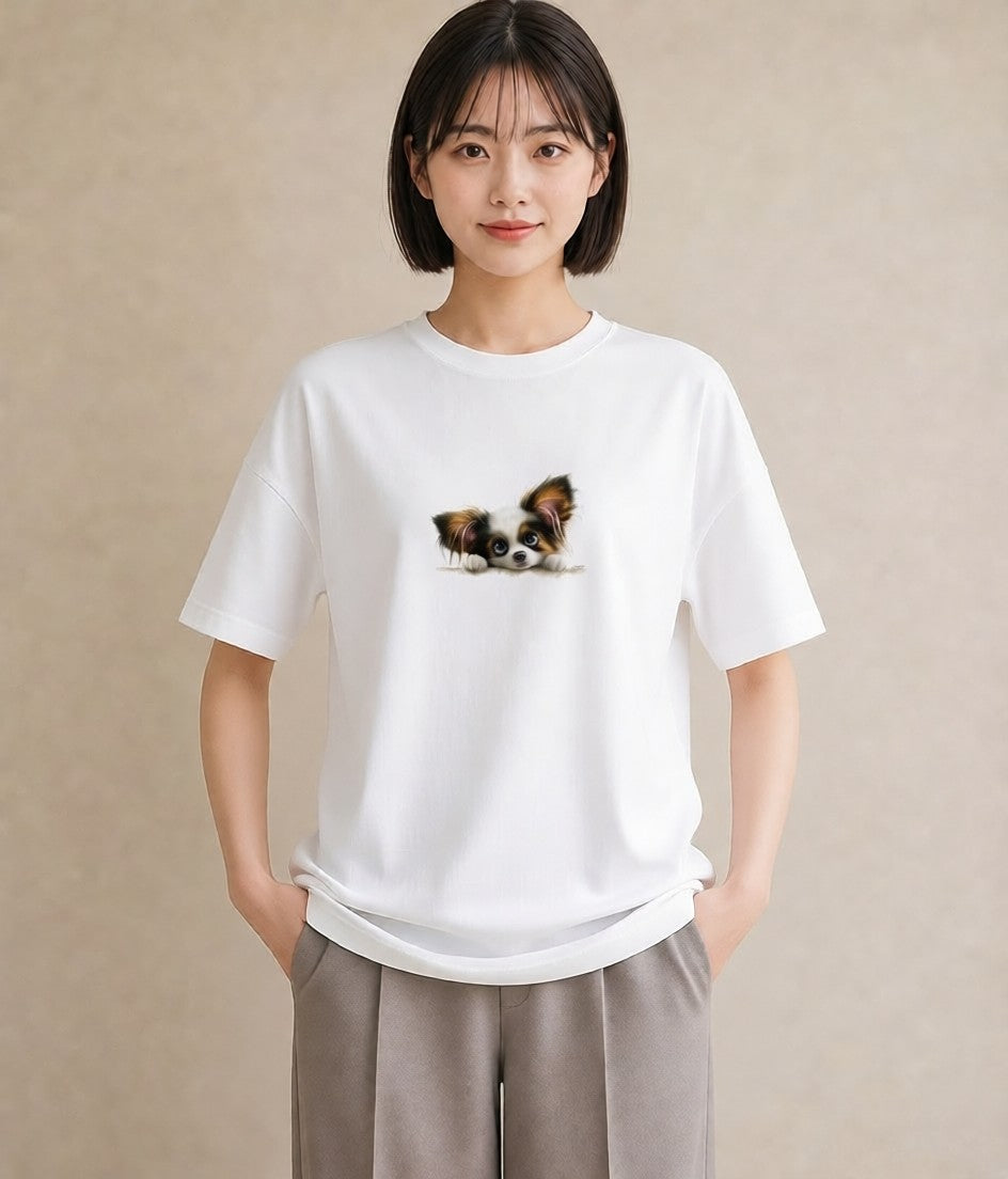 プリントTシャツ レディース わんこ 犬 いぬ イラスト ポップ 親子 20代 白T YMAZO