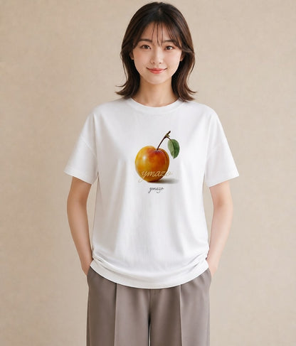 半袖Tシャツ レディース もも 食べ物 フード イラスト 上品 ホワイトデー 春服 白T YMAZO