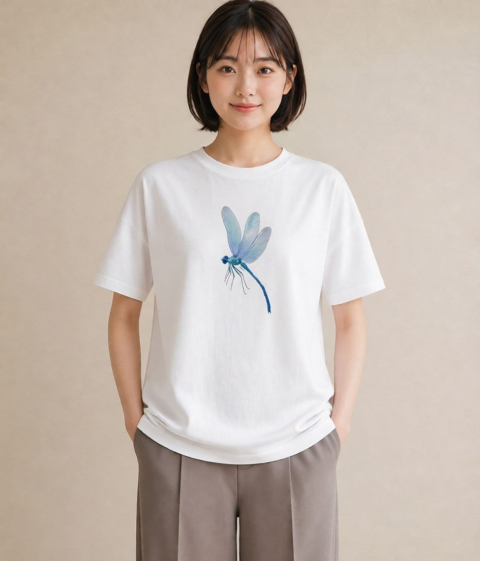 Tシャツ レディース とんぼ 昆虫 虫 イラスト 休日コーデ 部屋着 女性向けギフト 白T YMAZO