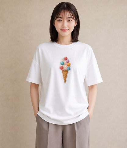 グラフィックTシャツ レディース キャンディ 食べ物 フード イラスト 普段使い 帰省 ラフ 白T YMAZO