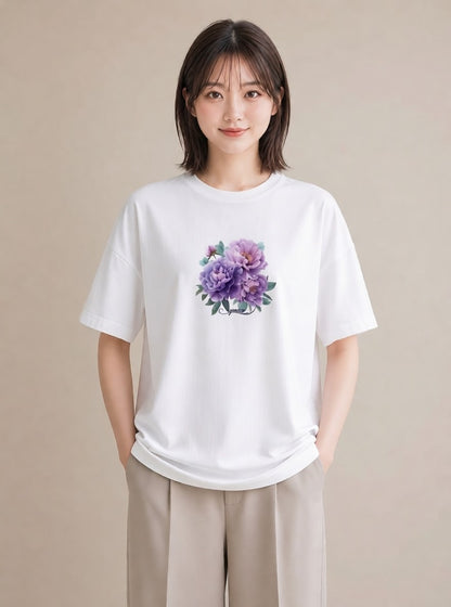 デザインTシャツ レディース スミレ 花 花柄 イラスト 母娘コーデ 自分用 白T YMAZO