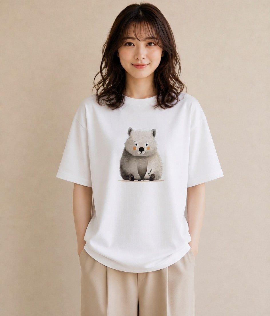 グラフィックTシャツ レディース キンクマハムスター ペット 動物 イラスト 北欧風 買い物 夏コーデ 白T YMAZO