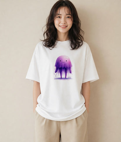 半袖Tシャツ レディース くらげ クラゲ 海の生き物 海 イラスト シック レイヤード 友達ギフト 白T YMAZO