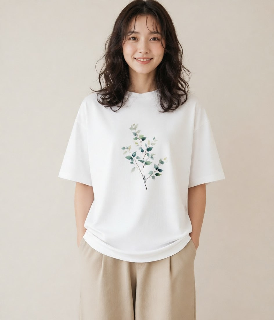 グラフィックTシャツ レディース ボタニカル 植物 イラスト ビーチ デイリーウェア 白T YMAZO