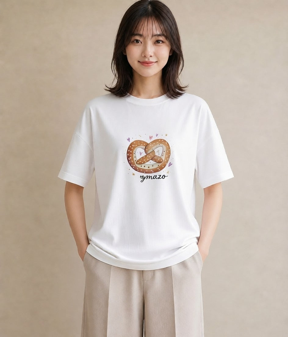 グラフィックTシャツ レディース パン 食べ物 フード イラスト モード 帰省 ラフ 白T YMAZO