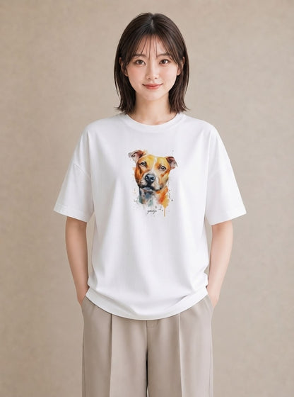 グラフィックTシャツ レディース ミックス犬 犬 いぬ イラスト 韓国風 お揃い 親子 白T YMAZO
