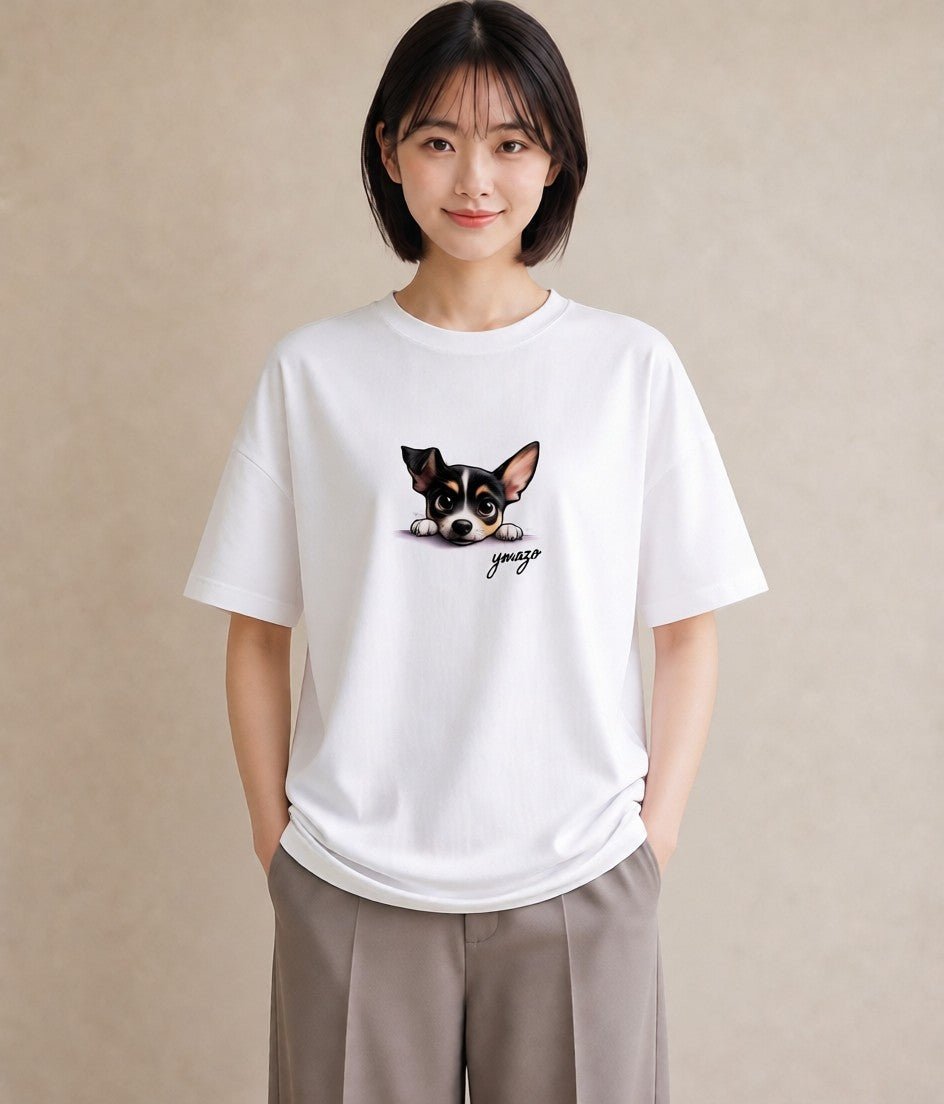 デザインTシャツ レディース チワワ 犬 いぬ イラスト フェミニン ルームウェア ギフト 白T YMAZO