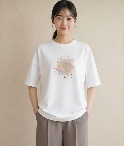 半袖Tシャツ レディース 射手座 星空 宇宙 イラスト 社会人 女性 白T YMAZO