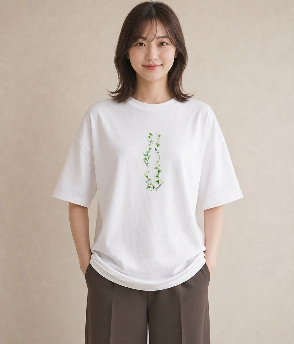 グラフィックTシャツ レディース 苔 植物 ボタニカル イラスト ゆるコーデ 社会人 女性 白T YMAZO