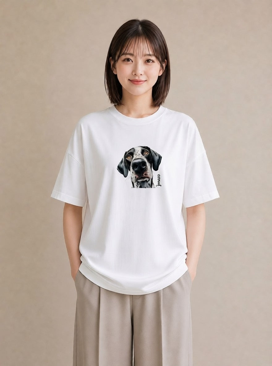 デザインTシャツ レディース ミックス犬 犬 いぬ イラスト フェミニン デート 帰省 白T YMAZO