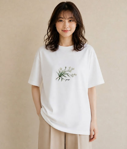 グラフィックTシャツ レディース 金木犀 花 花柄 イラスト 上品 20代 カジュアルコーデ 白T YMAZO