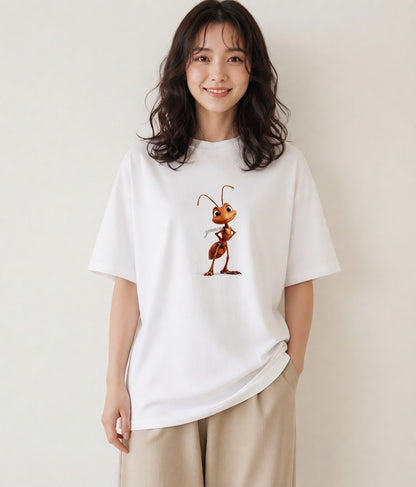 グラフィックTシャツ レディース アリ 昆虫 虫 イラスト ラフカジュアル 部屋着 女性向けギフト 白T YMAZO