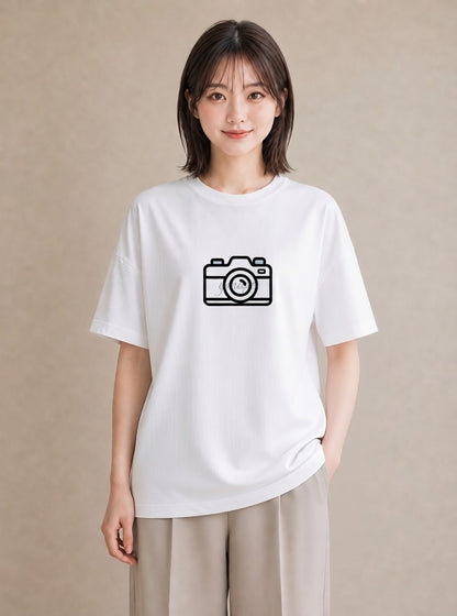 グラフィックTシャツ レディース カメラ フィルムカメラ レトロカメラ イラスト モード ビーチ デイリーウェア 白T YMAZO